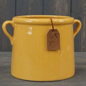 Burnt Yellow Ceramic Pot x 15cm - House Plant Flower Display Storage